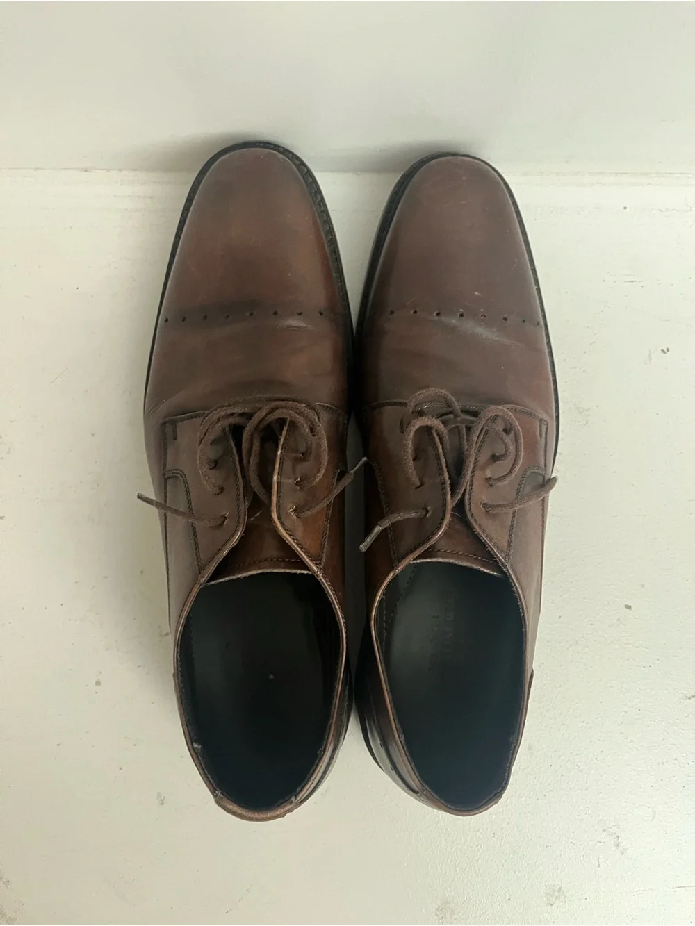 Bruno Magli Brown Leather Derby Lace-Up Shoes